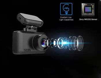 4K 3840*2160P Ultra HD Avto DVR Gesto Foto 30FPS Dvojno Objektiv Diktafon, WIFI, GPS Tracker Sony IMX335 Nočna Vizija, Video Snemalnik