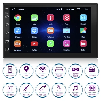 2 Din Android 10.0 Avto Radio Multimedijski Predvajalnik Videa Dvojno Stereo GPS, FM-Radio, Bluetooth, Wifi, Predvajalnik Vodja Enote 7 palčni Zaslon