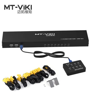 MT-VIKI 8 Port Smart KVM Stikalo Ročno s Pritiskom na Tipko VGA USB Žično Daljinsko Razširitev Preklopnik 1U Konzolo z Original Kabel 801UK-L