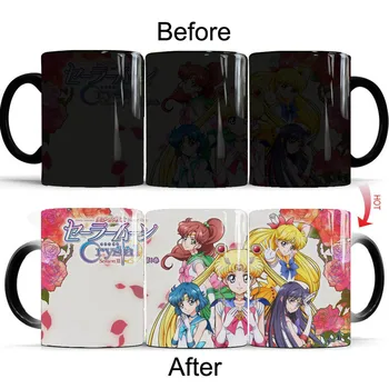 SAILOR MOON Kristalno Kave Vrč 11 oz Barva Spreminja, keramične Skodelice cute Anime potovanja Kava Čaj Pokal