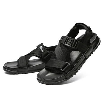 Plus Velikost Sandali Moški 2020 Poletno Svetlobo Sandalias Čevlji Hombre Priložnostne Ravno Sandles Open Toe Za Črno Siva 48 49