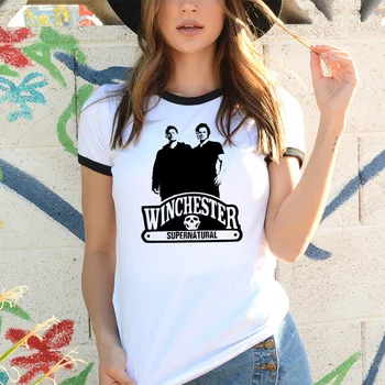 Poletje Novo Nadnaravno Dean Winchester Sam Winchester Majice s kratkimi rokavi Ženske Hip Hop Tiskanja TShirts 90. letih Belega T-shirt Harajuku Vrhovi Tees