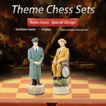 Svetovne Vojne Temo Smolo Šahovska garnitura Z Leseno Škatlo Chessoard
