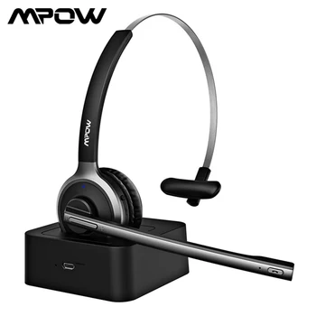 Mpow BH231 Urad Bluetooth Slušalke s Polnjenjem Dock Stojalo za Brezžični Nad Glavo Slušalka z Zmanjšanjem Hrupa, Mic, Slušalke Nova
