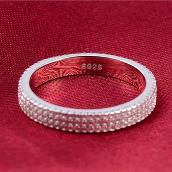 Ročno Hollywood Obljuba prstan 925 Sterling srebro Tri bleščečih plasti AAAAA cz Poročni prstan Obroči za ženske Stranka Nakit