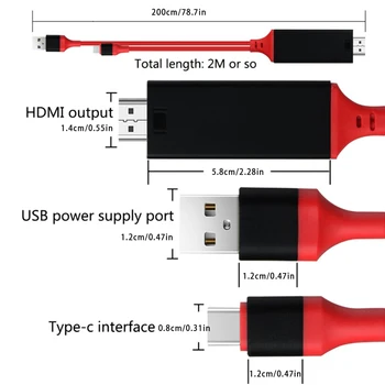 USB TypeC za HDMI-comp Kabel Adapter Pretvornik USB 3.1 napajalni Kabel 1080P 720P Ultra HD 4K HDTV Video za Samsung Galaxy S9/S8