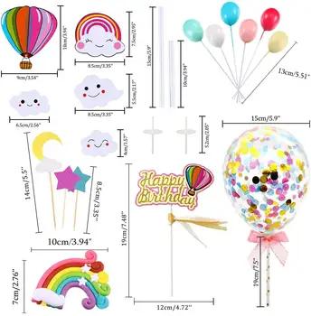 Rojstni dan Torta Pokrivalo Mavrica Torto Dekoracijo Konfeti Happy Birthday Balon Cupcake Pokrivalo Luna v Oblaku Zvezd za Dekleta Fantje Fant