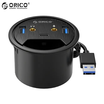 ORICO Namizje Grommet USB 3.0 HUB Tip-C Avdio Pristanišče Mizi Gori Ključ za Ločevanje Multi-Funkcijo Power Tabela Montaža Adapter