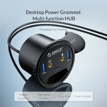 ORICO Namizje Grommet USB 3.0 HUB Tip-C Avdio Pristanišče Mizi Gori Ključ za Ločevanje Multi-Funkcijo Power Tabela Montaža Adapter