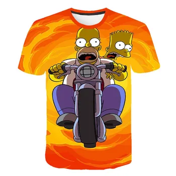 Simpsons animacija 3D natisnjeni T-majice Otrok, fant, dekle, z okroglim ovratnikom in kratkimi rokavi poletje fant je smešno camiseta