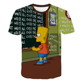 Simpsons animacija 3D natisnjeni T-majice Otrok, fant, dekle, z okroglim ovratnikom in kratkimi rokavi poletje fant je smešno camiseta