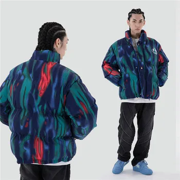 2020 Moda Harajuku Natisnjeni Jopiči in Coats Mens Priložnostne Bomber Bombaž, Oblazinjeni Nove Zimske Parkas Toplo Zadrgo Vrhnja oblačila Hipster