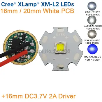 Cree XML2 XM-L2 T6 Hladno Bela Nevtralno Bela Topla Bela 10W High Power LED-Emitter 16 mm Beli PCB +16 DC3.7V 2A Gonilnik 5 Načinu