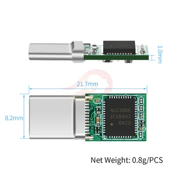 USB C Priključek Z ALC5686 Čip 312bit 384khz DIY Spojka Tip-C Adapter Tip C Moški Vtič Za 2.5/3.5/4.4 mm Vtič za Slušalke