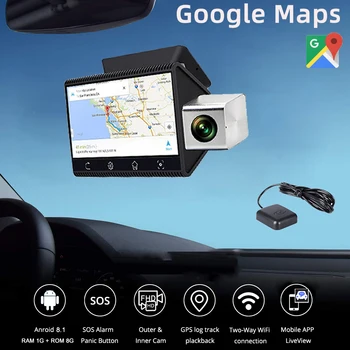 Bluavido 4G Android Avto DVR GPS Dvojno Objektiv 1080P WiFi Dash Cam Night Vision Auto Video Tajnik Snemalnik Vožnje Oddaljeno Spremljanje