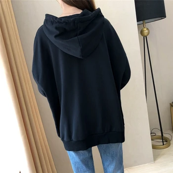 Velikosti ženskih 12XL hooded majica plus velikost 8XL 9XL 10XL jesen in zimo, dolgo sleeved ohlapno črno modra siva rdeča jakna