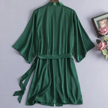 2021 Novo Kopalni Plašč Nevesta Družico Poroko Haljo Ženske Nightgown Svilnato Saten Sleepwear Kimono Plašč Seksi Nightdress Homewear
