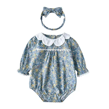 2020 Malčke Baby Igralne Obleke Dekle Cvetlični Bombaž Jumpsuit Otrok Vintage Oblačila Dvojčka Vrhnjih Oblačil Jesen Obleke Novorojenčka Romper