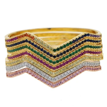 Elegantna Mavrica zapestnice bangles pisane cz cirkon kristal odprtih bangle nastavljiv hlačnice boho občutljivo nakit za ženske, 56-58mm