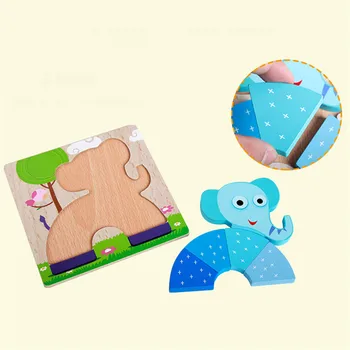 Lesene Puzzle Igrača Montessori Materiali Pameten Odbora Izobraževalne Igrače Za Otroke Sove 3D Ugank za Malčke Baby Učno Pomoč
