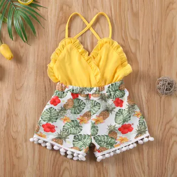Dekle Kopalke 2020 Malčka Otroci Baby Dekleta Čipke Sončnično brez Rokavov Proti-vrat Romper Sunsuit Obleke Set