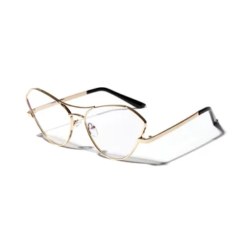 2019 nov modni visoko kakovostne kovine cateye jasno objektiv optični očal okvir gold black cat eye ženske očala uv400