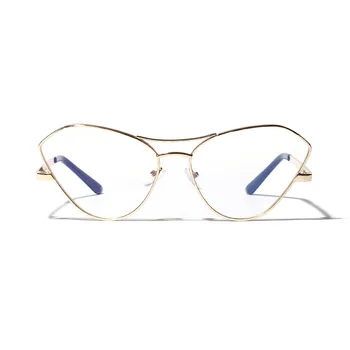 2019 nov modni visoko kakovostne kovine cateye jasno objektiv optični očal okvir gold black cat eye ženske očala uv400