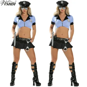 6 Kosov Novih Dame Policija Fancy Halloween Kostum Seksi Policaj Obleko, Žensko, Cosplay Seksi Policija Kostumi za Ženske