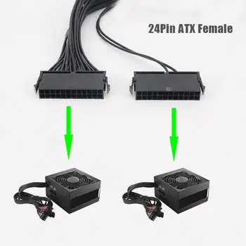 Napajanje Razdelilnik, Dual PSU Kabel Adapter 24 Pin-20+4 Pin ATX matične plošče Napajalnik, Podaljšek Kabel Dvojno 24-Pin Rudarstvo Adapter