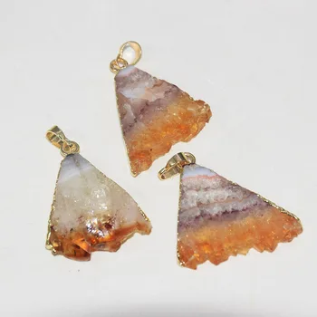 Veliko Surovega Zemeljskega Rezina Rumena Kristalni Kamen trikotnik obesek za ženske, nakit, izdelava 2020 predpisovanjem quartz citrines kamni