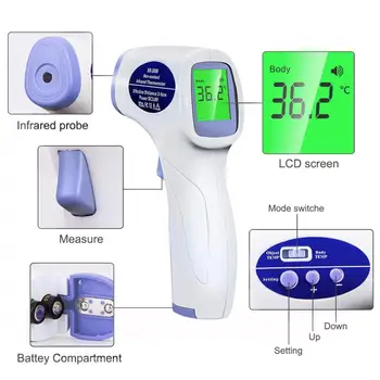 2020 Non-kontaktni Termometer Ir Temperaturni Merilnik Pištolo Z LCD Zaslonom Čelo Laser Termometro Termómetro Термометр Baby