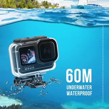 USTRELIL 60M Vodoodporno Ohišje za GoPro Hero 9 Črna Zaščitna Potapljanje Podvodno Ohišje Lupino Kritje za Go Pro 9 Kamere Pribor