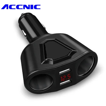 ACCNIC 5V 3.1 Dvojno USB Avto Polnilec Z 2 Avto Vžigalnik Slot Avto USB Auto Voltmeter Prikazovalnik 120W Za iPhone 8 7 6 Samsung S8 S7