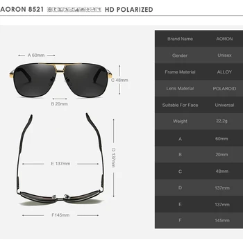 AORON Mens Polarizirana sončna Očala Moških Očala blagovne Znamke, Oblikovanje Aluminija, Magnezija Okvir UV400 sončna Očala