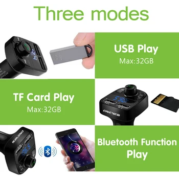 Onever FM Oddajnik Aux Modulator Prostoročno opremo Bluetooth Car Kit Car Audio MP3 Predvajalnik s 3.1 Hitro Polnjenje Dvojno USB Avto Polnilec