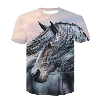 2020 Moške Poletne Kratek Rokav Vrh Tees Majica 3D Živali Natisniti Moda Konj tshirts Moški Priložnostne Vrhovi letnik moški t-shirt