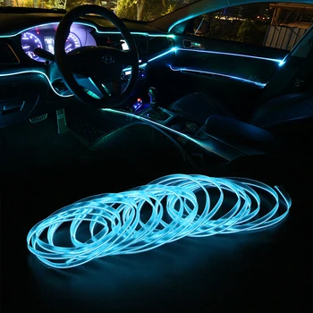 FORAUTO 5 Metrov Prilagodljiv Neon Luči DIY Avto Notranje luči Auto LED Trak EL Žičnih Vrvi Auto Vzdušje Dekorativne Svetilke