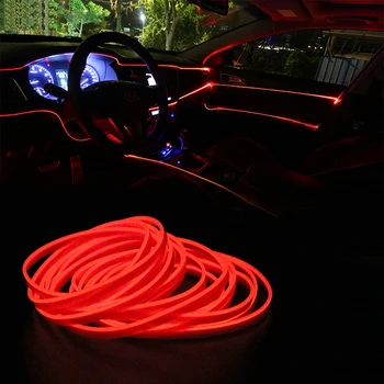 FORAUTO 5 Metrov Prilagodljiv Neon Luči DIY Avto Notranje luči Auto LED Trak EL Žičnih Vrvi Auto Vzdušje Dekorativne Svetilke
