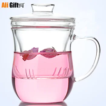 Ročno Izdelani Visoke Temperature Odporen Moda Cvet Tea Cup Toplotno Odporni Pokal Cvetja Čaj in Čaj Filter Komplet