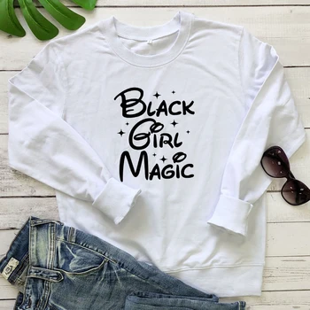 Black Magic Girl Bombaž Majica Priložnostne Ženske Z Dolgimi Rokavi Črne Živo Zadevo Enakosti Puloverji Ulične