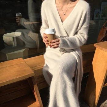 Wchw Cgdsr Toplo Jesen Zima Priložnostne 2020 Obleko Pulover Ženske, Podkrepljena Skakalec Obleke, Pletene Pollover Ženska Korejskem Slogu Debel