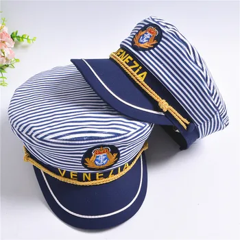 2020 stranka klobuk prugasta vojaške mornarice klobuk skp moda ravno mornar kapetan klobuk družino mornar skp kosti ženske moški tage kostumi