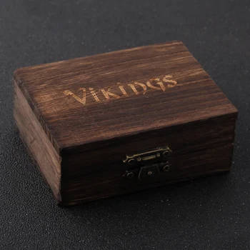 1pc iz Nerjavečega Jekla, Moške Ročno Nordijske Rune Bangle Viking Nikoli ne Zbledi z leseno škatlo, kot darilo