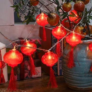 2M 10 LED Praznik Luči USB Polnjenje Tradicionalni Kitajski Rdeča Luč, luči za Novo Leto Festival Dekoracijo Niz Nočne Luči