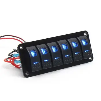6 Banda 12V in 24V Modra LED svetilka Rocker Stikala odklopnika Čoln Morskih Nepremočljiva univerzalni električni Rocker Switch