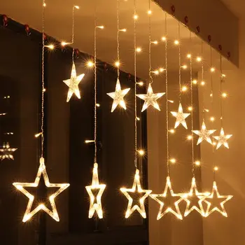 ECLH AC110V ali 220V Počitnice Razsvetljavo LED Pravljice Star Zavese Niz luminarias Garland Dekoracijo Božični Poroko Svetlobe 2M