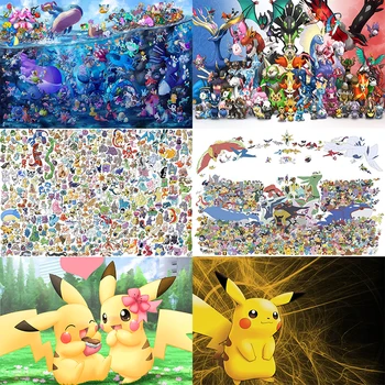 Pokemon puzzle 300 520 1000 kosov Pikachu Eevee Snorlax Charizard Lesene sestavljanke, uganke Anime perifernih izobraževalne igrače