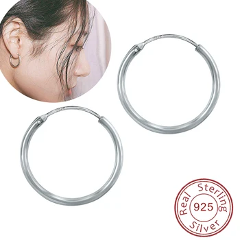 Klasična Okrogla Srebrna Hoop Uhani 925 Sterling Srebro Krog Uhani za Ženske, Moške Etnologijo in Hoop Earings Piercing Nakit