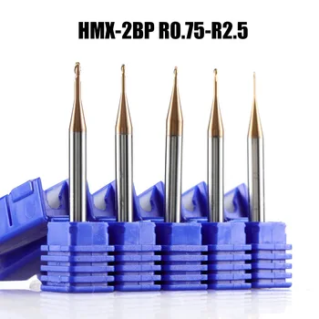 HMX-2BP R0.75-R2.5 trdo karbida koncu mlin 2 flavta žogo nos dolgo vratu cnc rezkanje rezalnik za rezanje orodje za kaljenega jekla HRC68