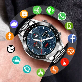 LIGE 2020 Neue Stahl Band Smart Uhr Männer Für Android, IOS, Telefon Herz Stopnja IP68 Wasserdichte Volle Touchscreen Luxus smartwatc